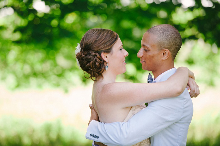 intimate bride and groom portrait