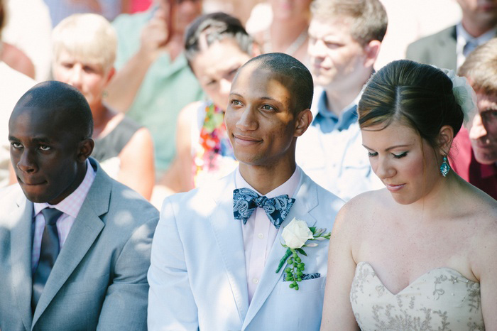 bride and groom at outdoor wedding ceremony