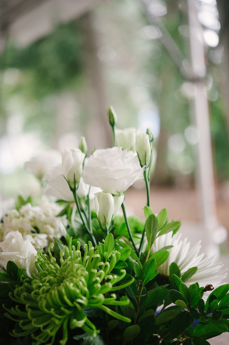 white and green wedding centerpiece