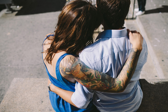 couple portrait outside city hal