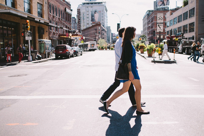 couple crossing the street