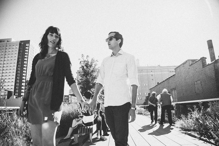 bride and groom walking on the highline