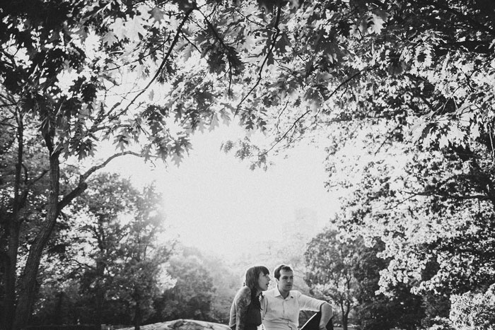 bride and groom in central park