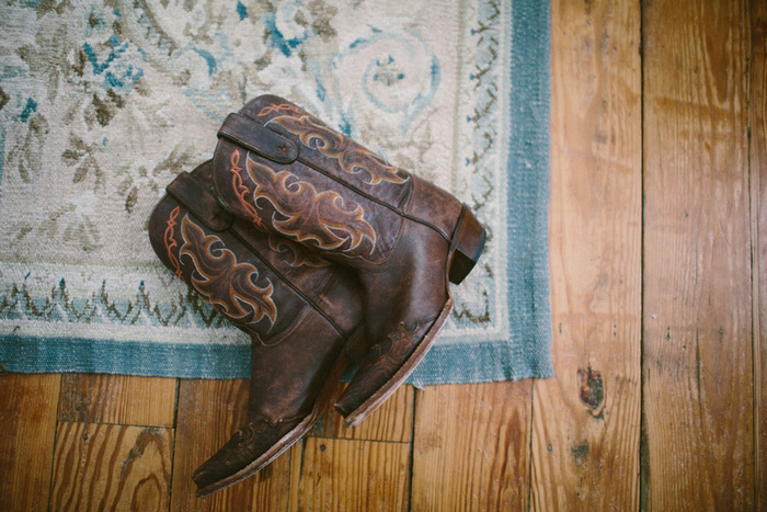 bride's cowboy boots
