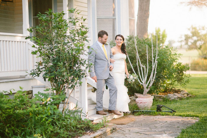 bride and groom walking