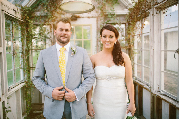 greenhouse wedding portrait