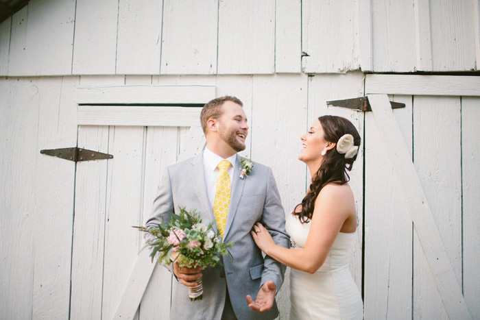 wedding portrait in front of the barn