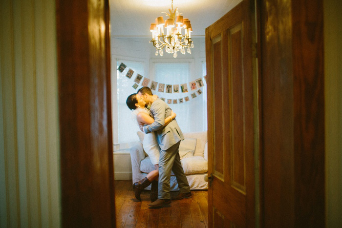 bride and groom dancing