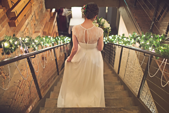 bride walking down the stairs