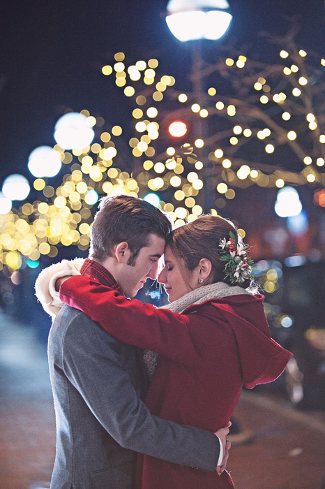 outdoor winter wedding portrait