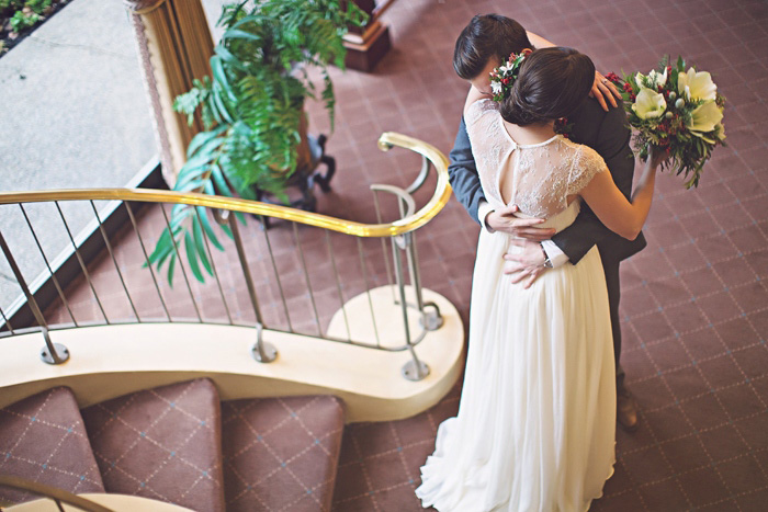 bride and groom first look