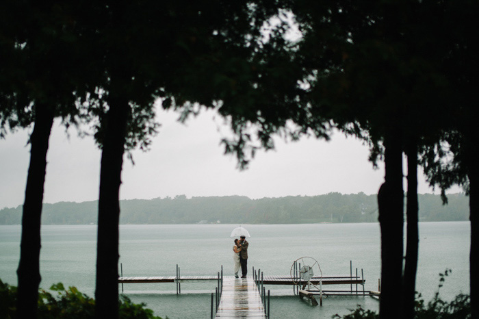 bride and groom on the dock