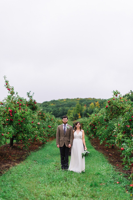 apple orchard wedding portrait