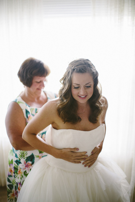 bride getting dressed