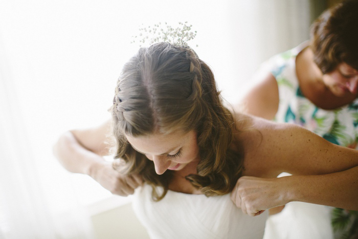 bride getting dressed