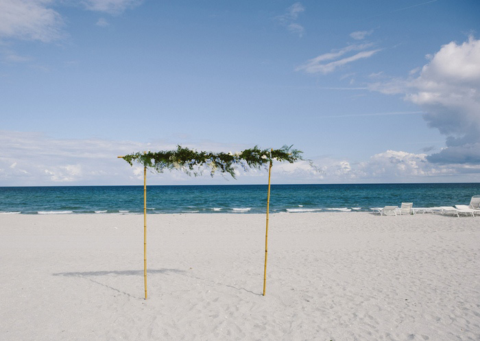 wedding altar set up on the beach