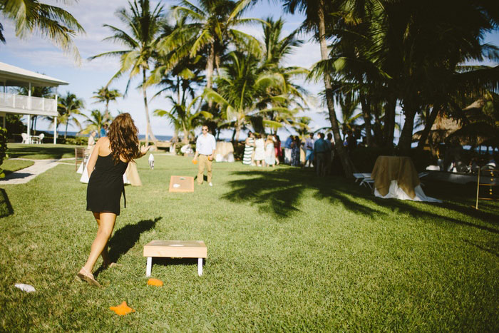 bean bag toss at wedding reception