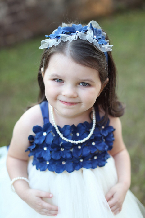 flower girl in blue flower dress