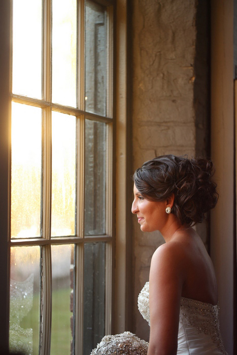bride gazing out window