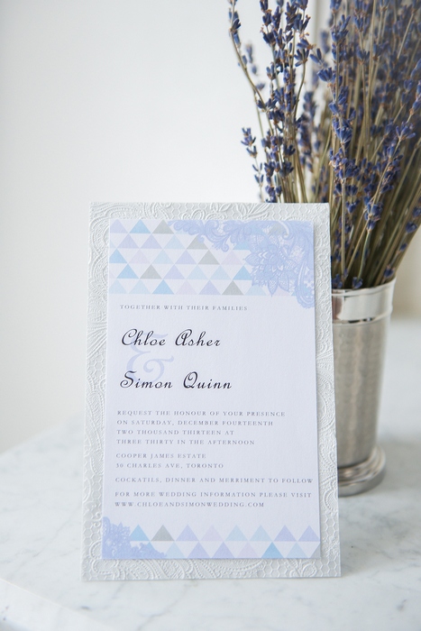 blue triangle wedding invitation