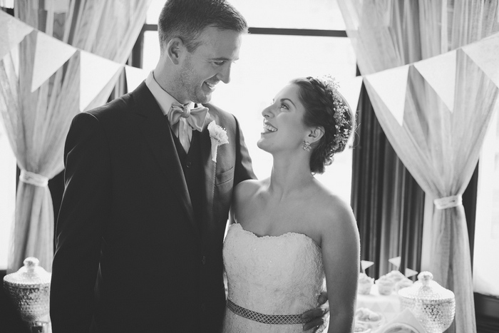 B+W bridal portrait