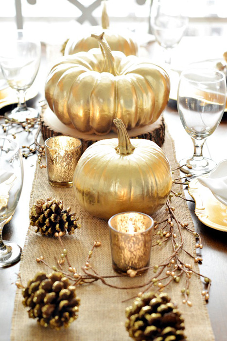 gold pumpkin centerpiece