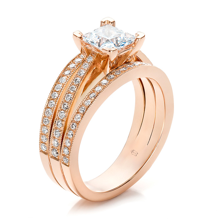 Custom Rose Gold and Princess Cut Diamond Engagement Ring