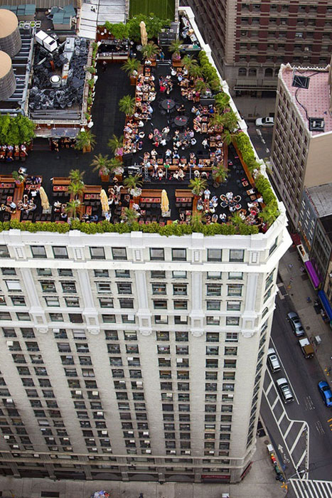 aerial shot of rooftop reception