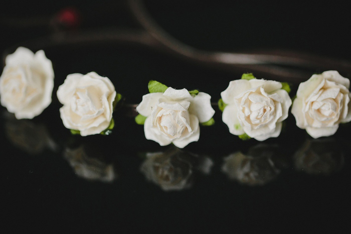 white rose headband