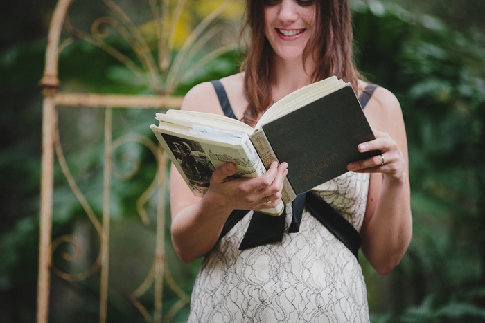 bride reading from book