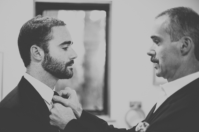 groom and father getting ready