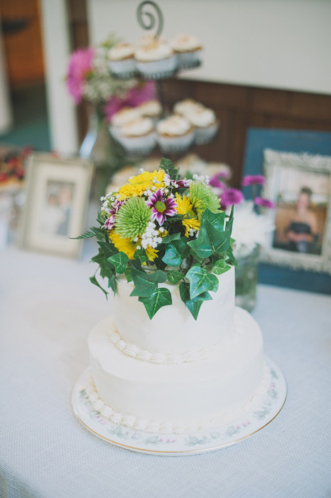 wedding cake with fresh flowers on top