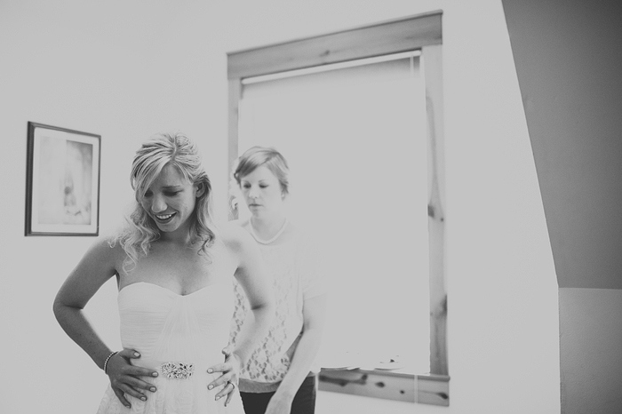 bride getting dressed