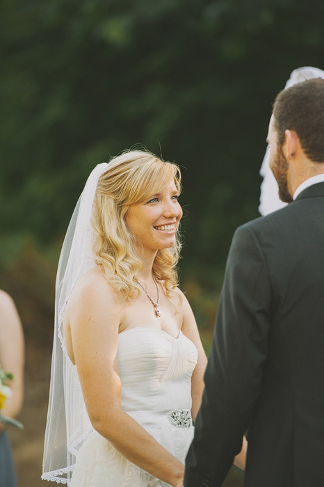 bride looking up at her groom