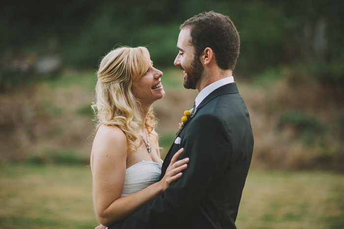 embracing bride and groom