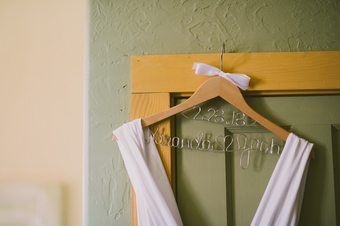 wedding dress on custom hanger