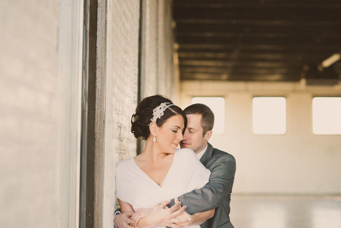 intimate loft wedding portrait