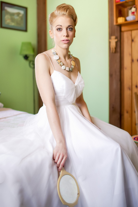 bride sitting on her bed