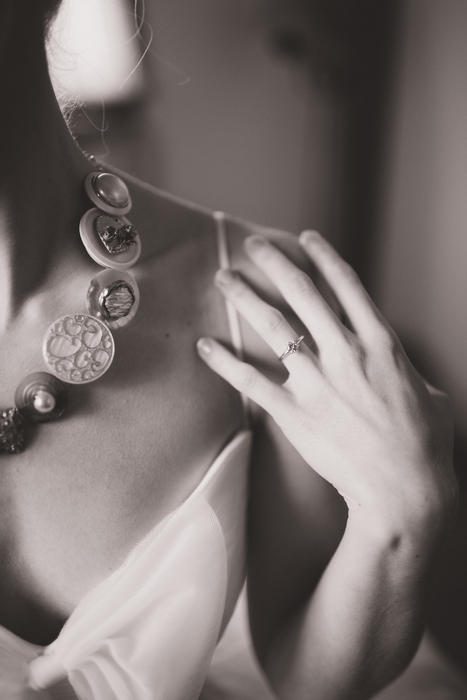 Winter bride with button necklace