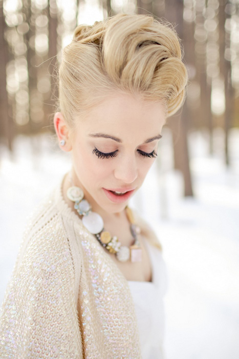 romantic winter bridal portrait