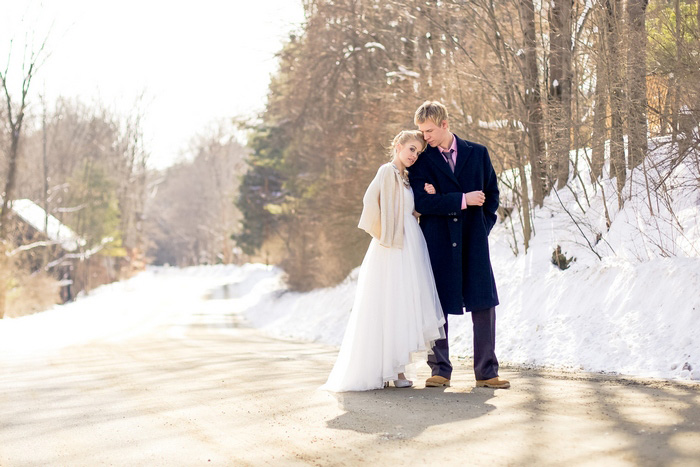 winter wedding portrait