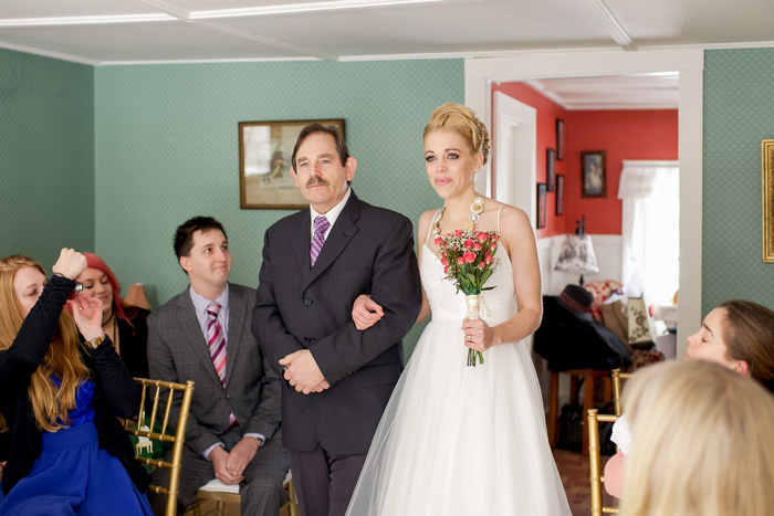 bride and father walking down aisle