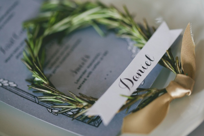 rosemary wreath place card