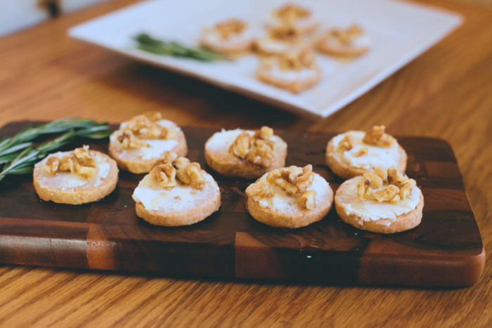 goat cheese and walnut crostinis