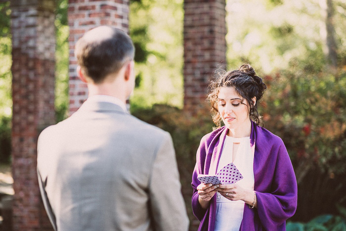 bride reading her vows