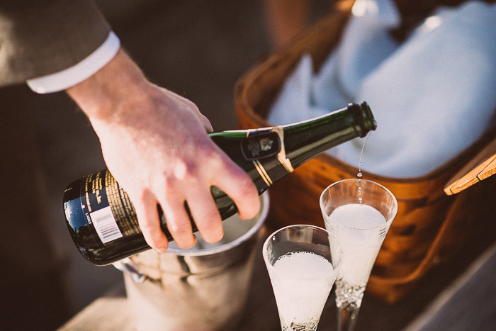 pouring champagne for wedding toast