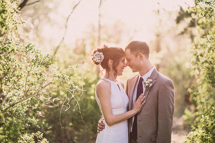 glowing light bride and groom portrait