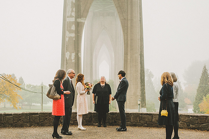 wedding ceremony in cathedral park