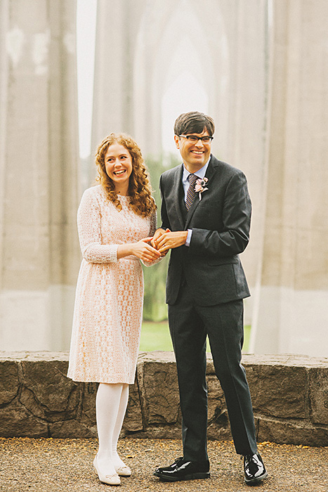 bride and groom in the park