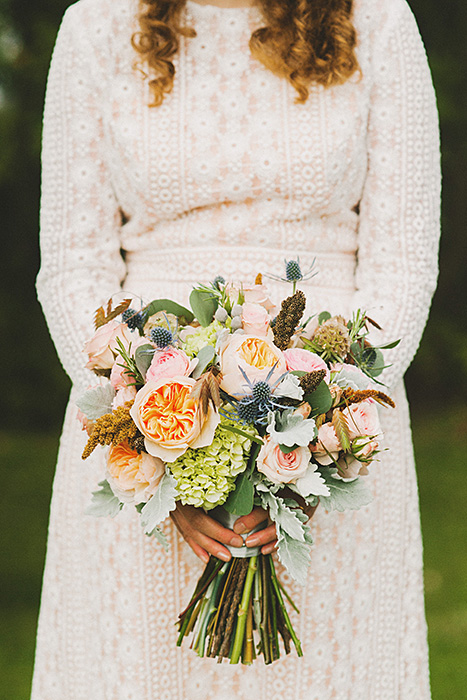 garden rose wedding bouquet